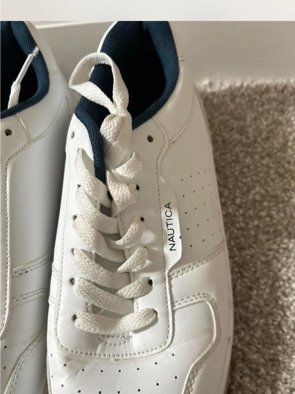 Nautica Men’s White Sneakers with Navy Trim